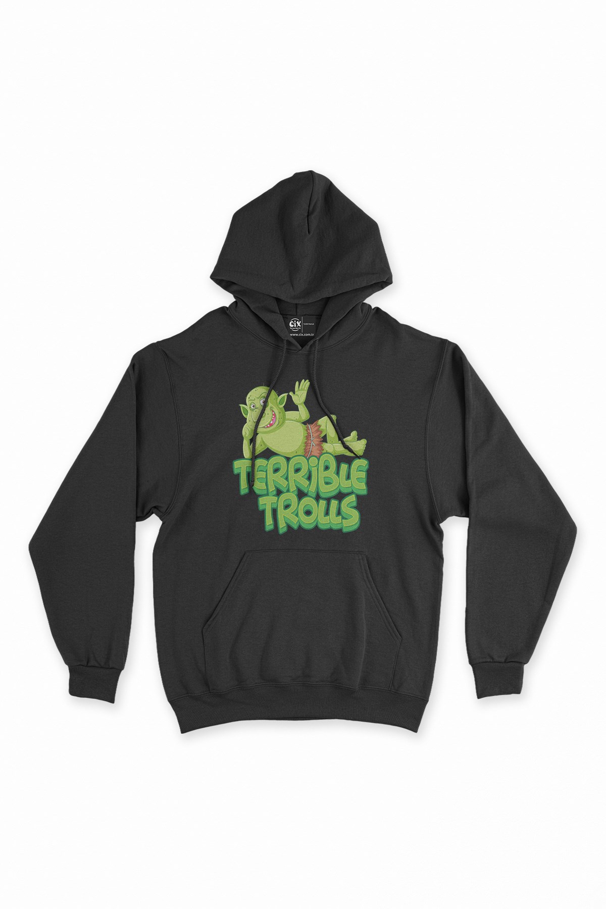 Terrible Trolls Siyah Kapşonlu Sweatshirt Hoodie