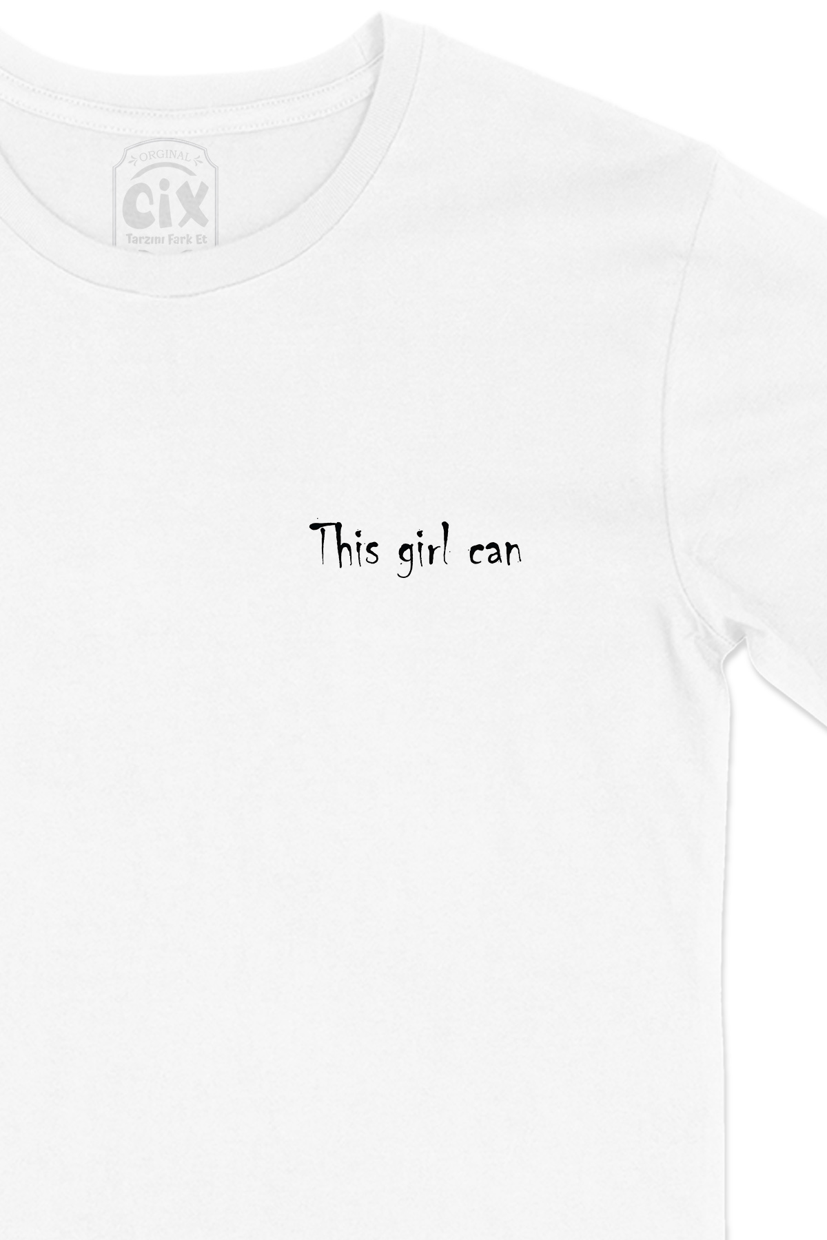 This Girl Can Cep Logo Tasarımlı Beyaz Tişört