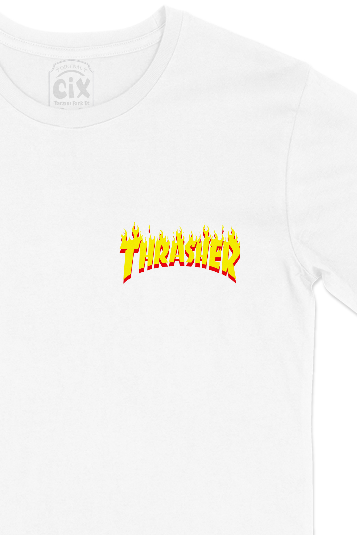 Thrasher Cep Logo Tasarımlı Beyaz Tişört