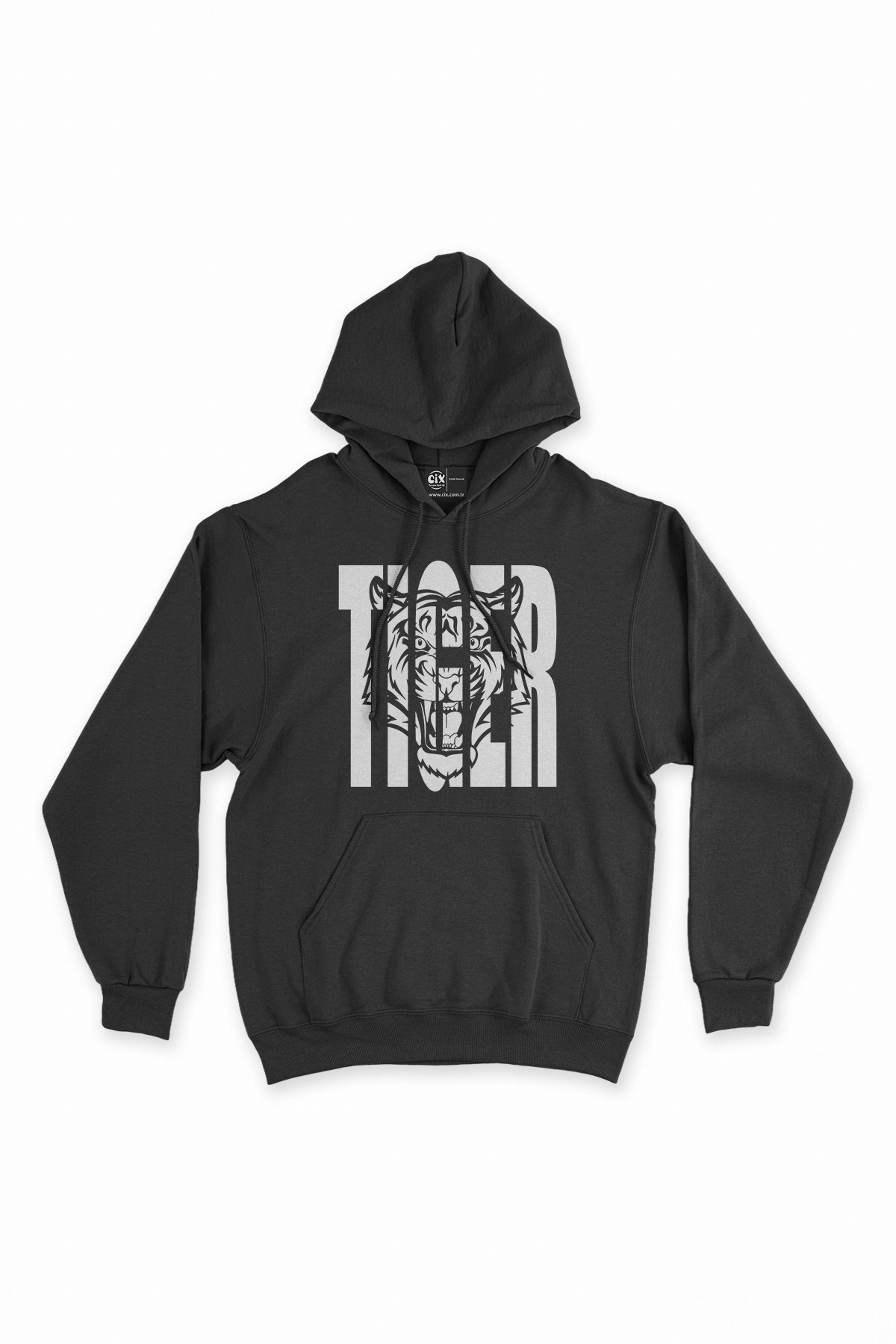 Tiger Kaplan Siyah Kapşonlu Sweatshirt Hoodie