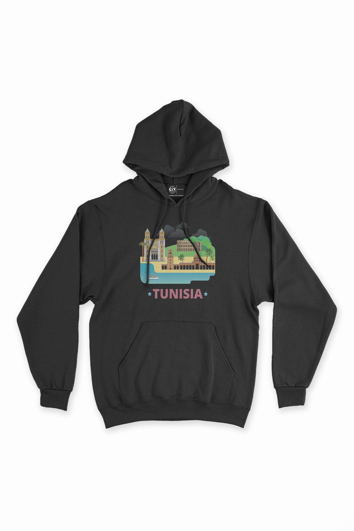 Tunus Siyah Kapşonlu Sweatshirt Hoodie