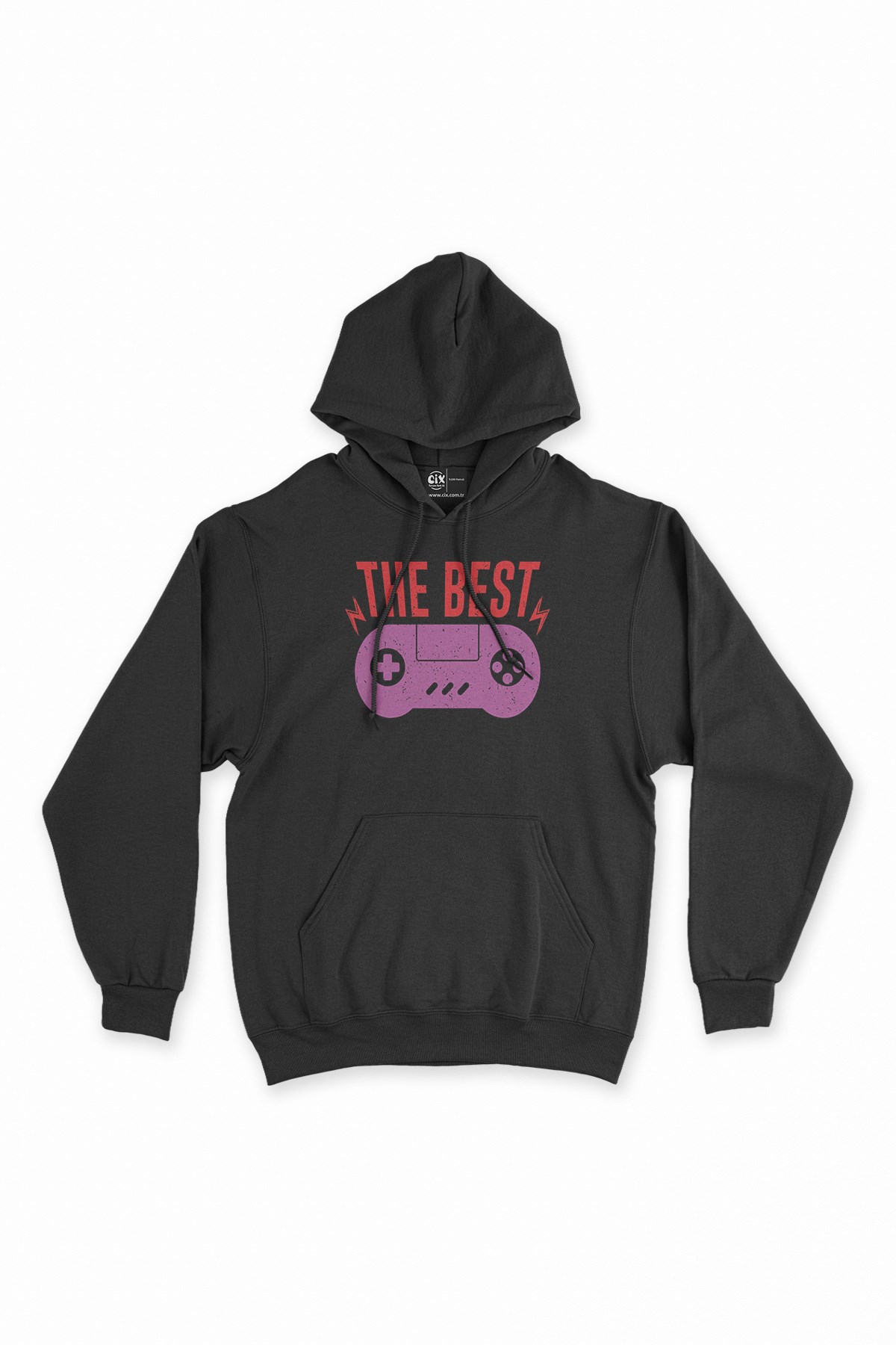 Turuncu The Best Gamer Siyah Kapşonlu Sweatshirt Hoodie