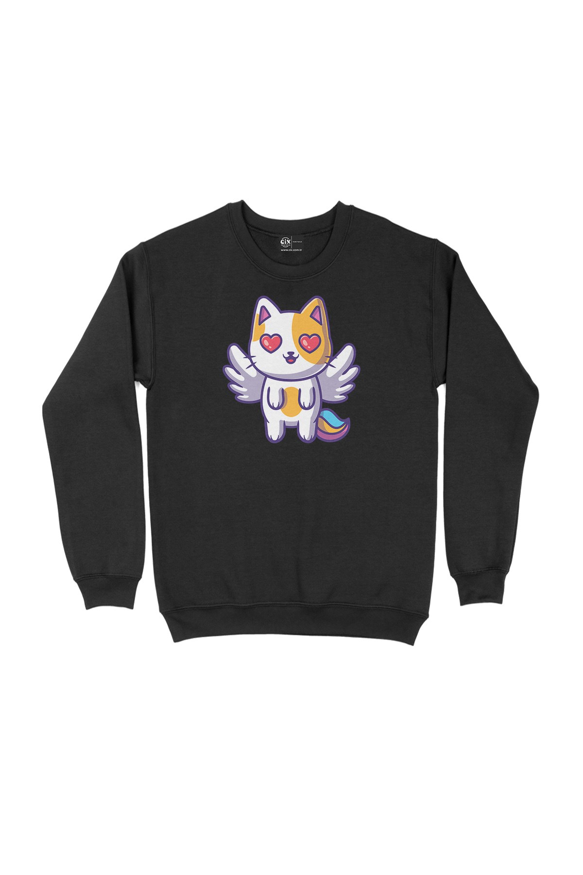 Unicorn Kedi Siyah Sweatshirt