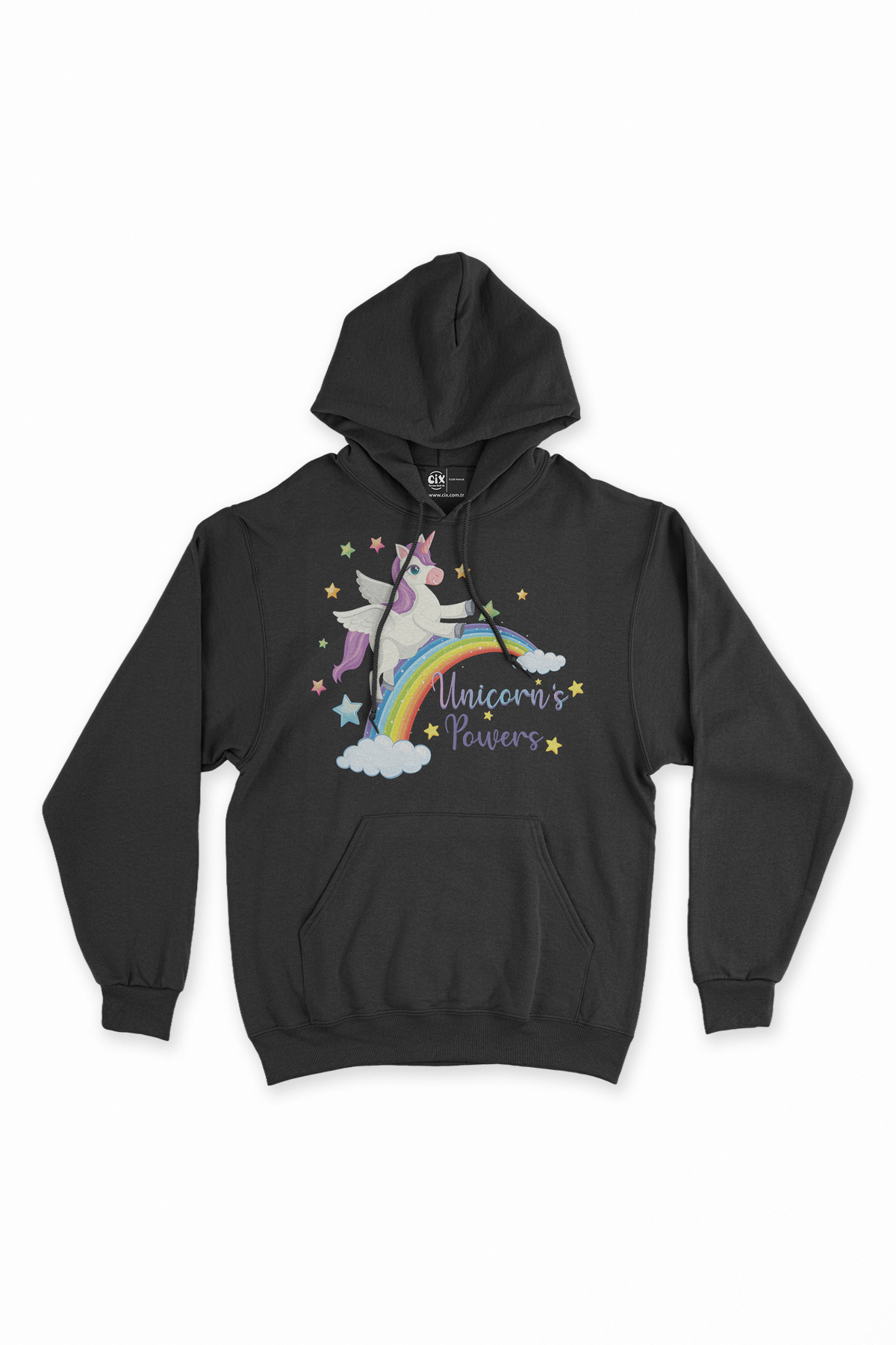 Unicorn Power Siyah Sweatshirt Hoodie