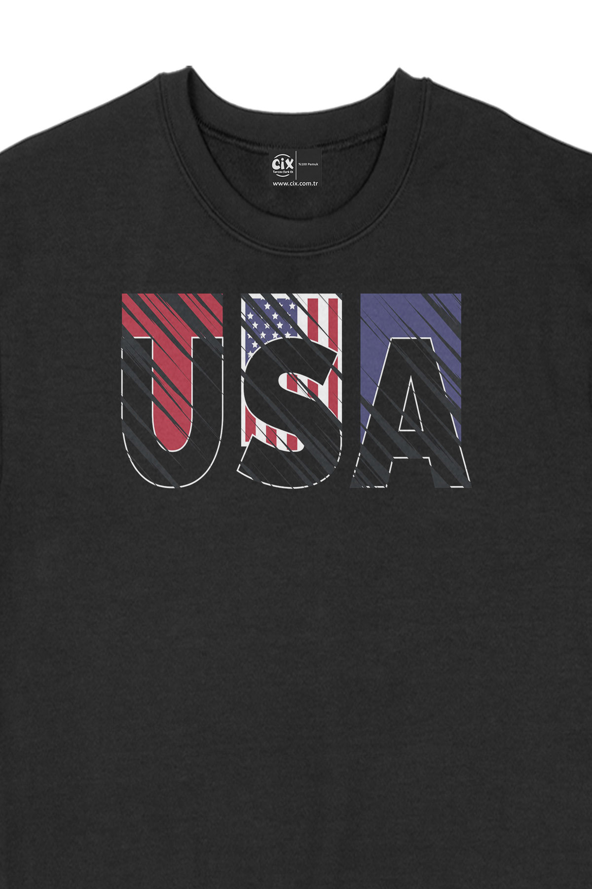 USA Amerika Tasarım Siyah Sweatshirt