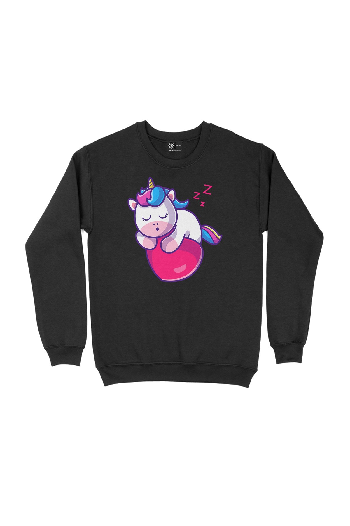 Uykucu Unicorn Siyah Sweatshirt