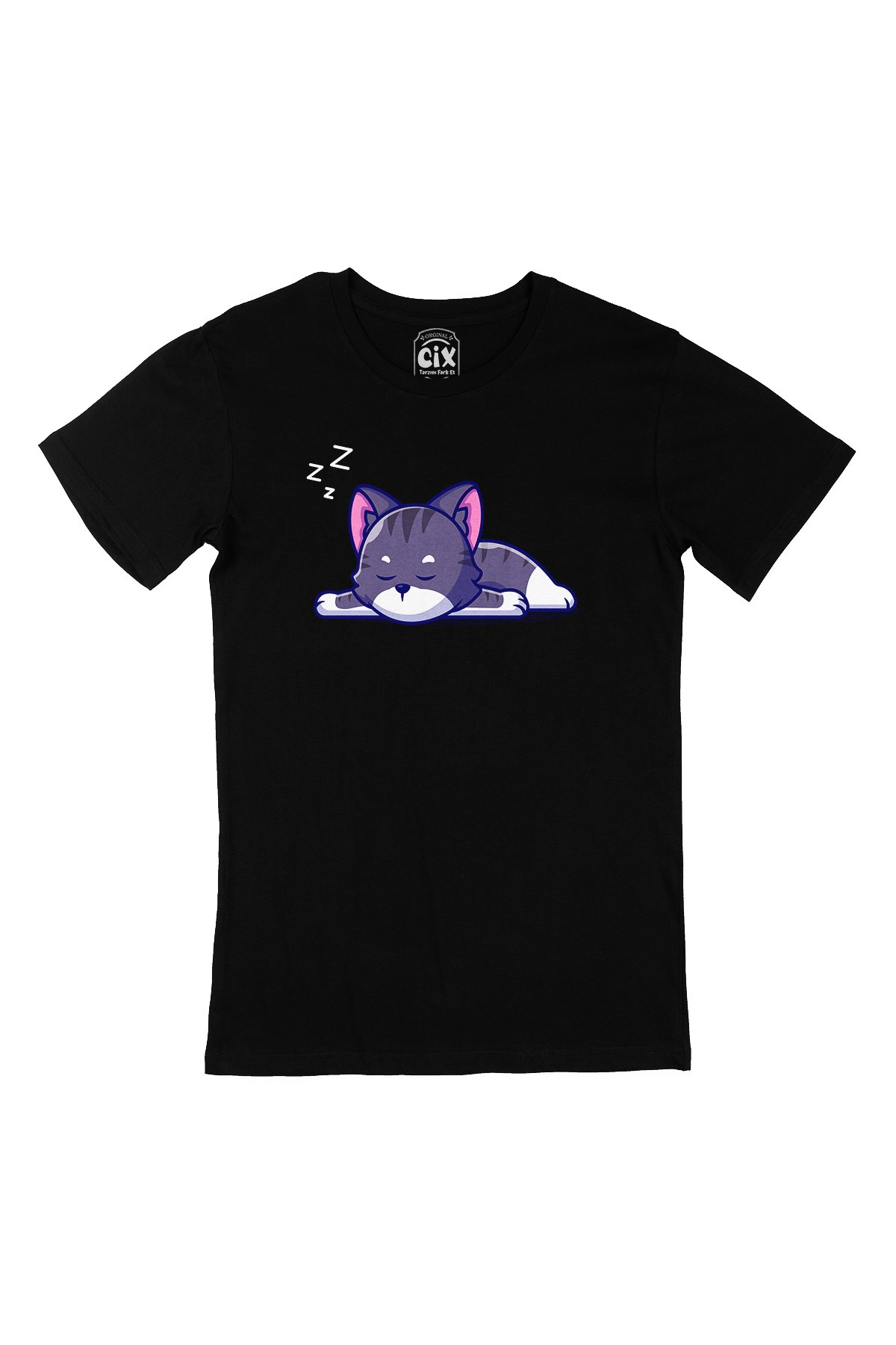 Uyuyan Kedi Siyah Tişört