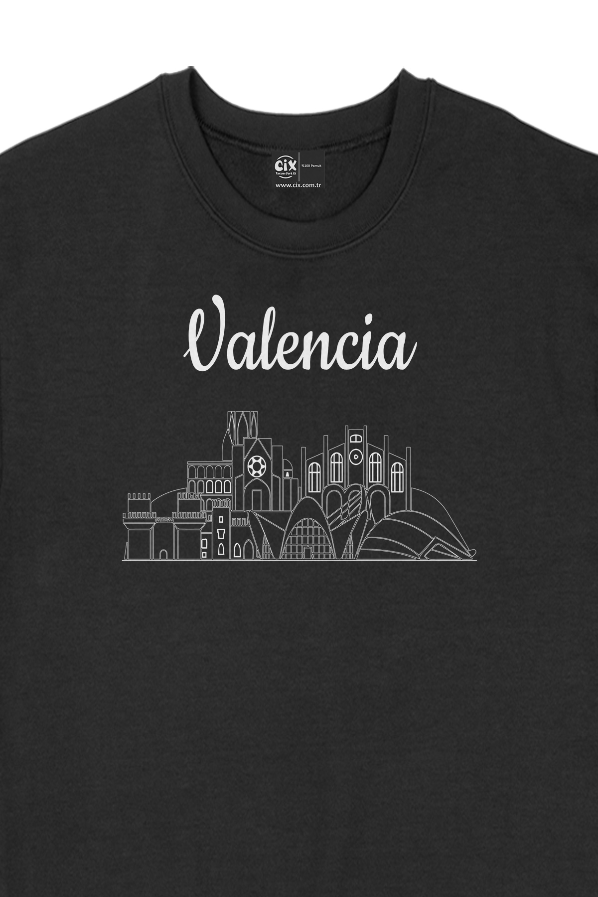 Valenciya Manzaralı Siyah Sweatshirt
