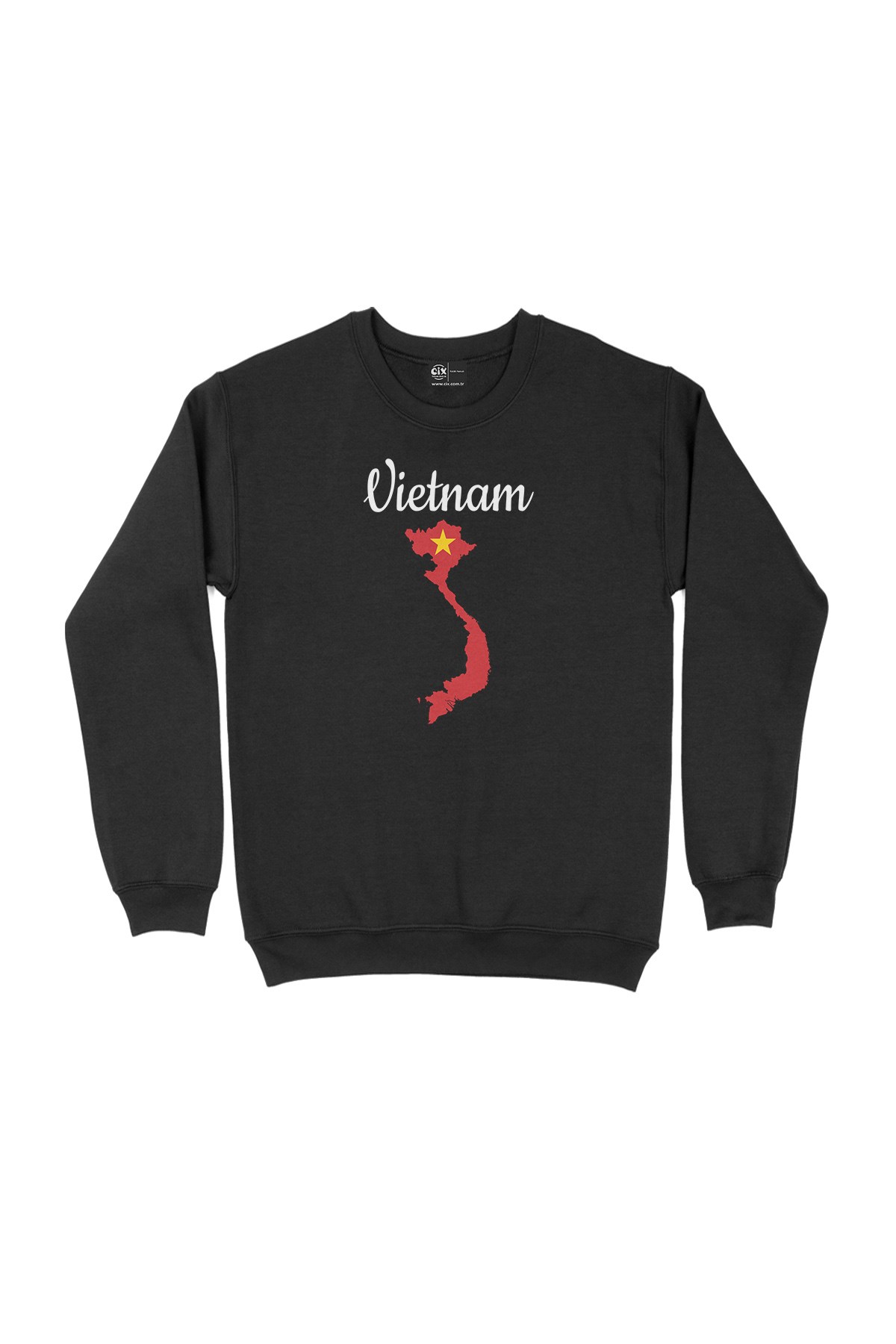 Vietnam Haritalı ve Bayraklı Siyah Sweatshirt