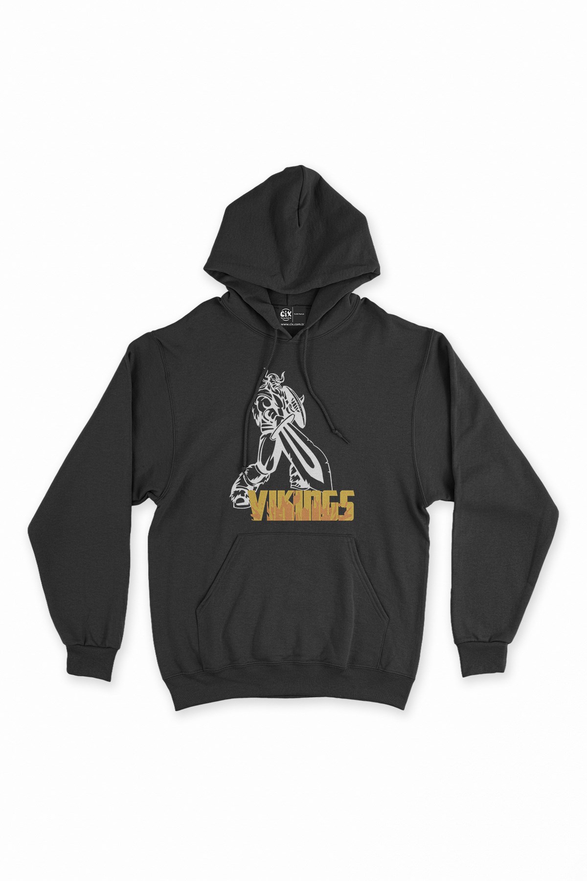 Vikingler Kılınç ve Kalkan Siyah Kapşonlu Sweatshirt Hoodie