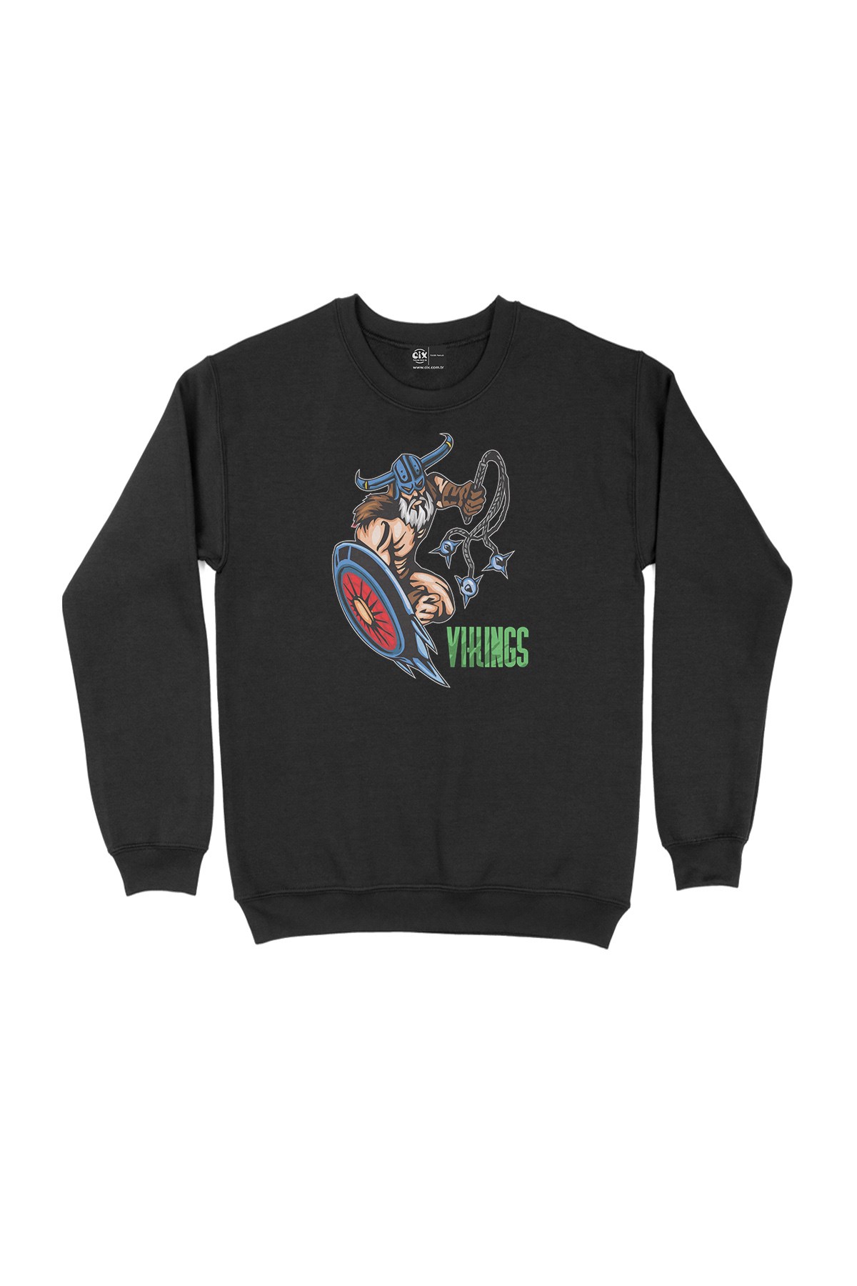 Vikings Kalkan ve Gürzlü Siyah Sweatshirt