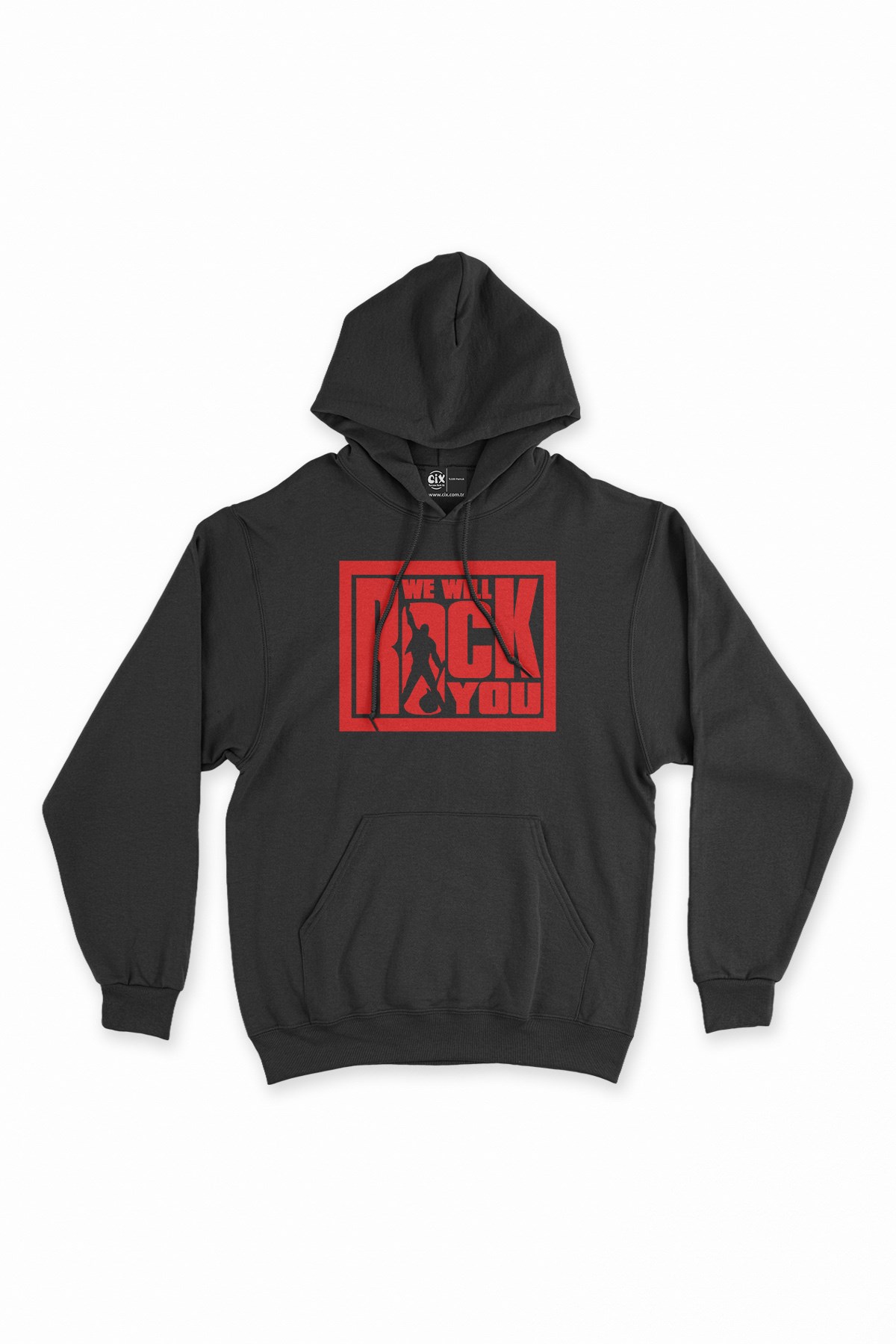 We Will Rock You Siyah Kapşonlu Sweatshirt Hoodie