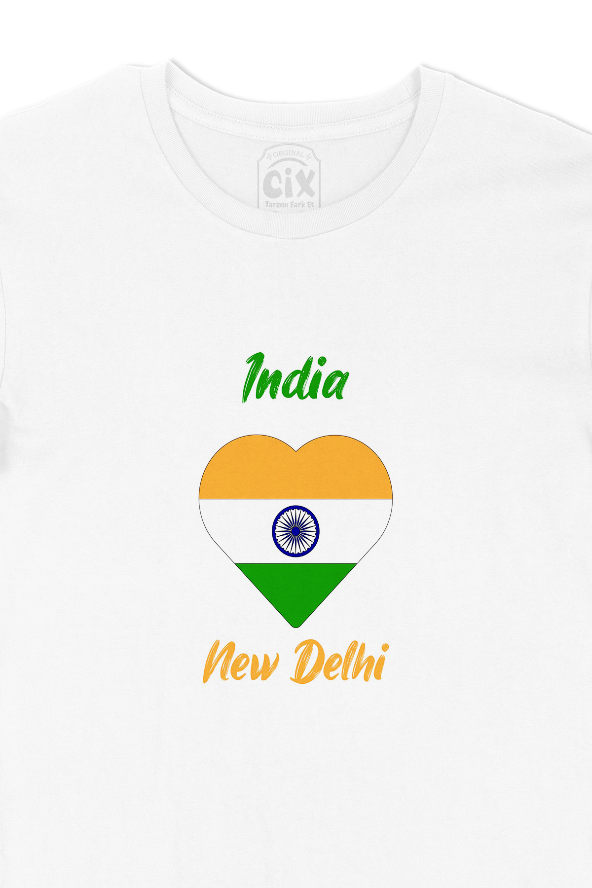 Yeni Delhi Hindistan Bayraklı Kalpli Tişört