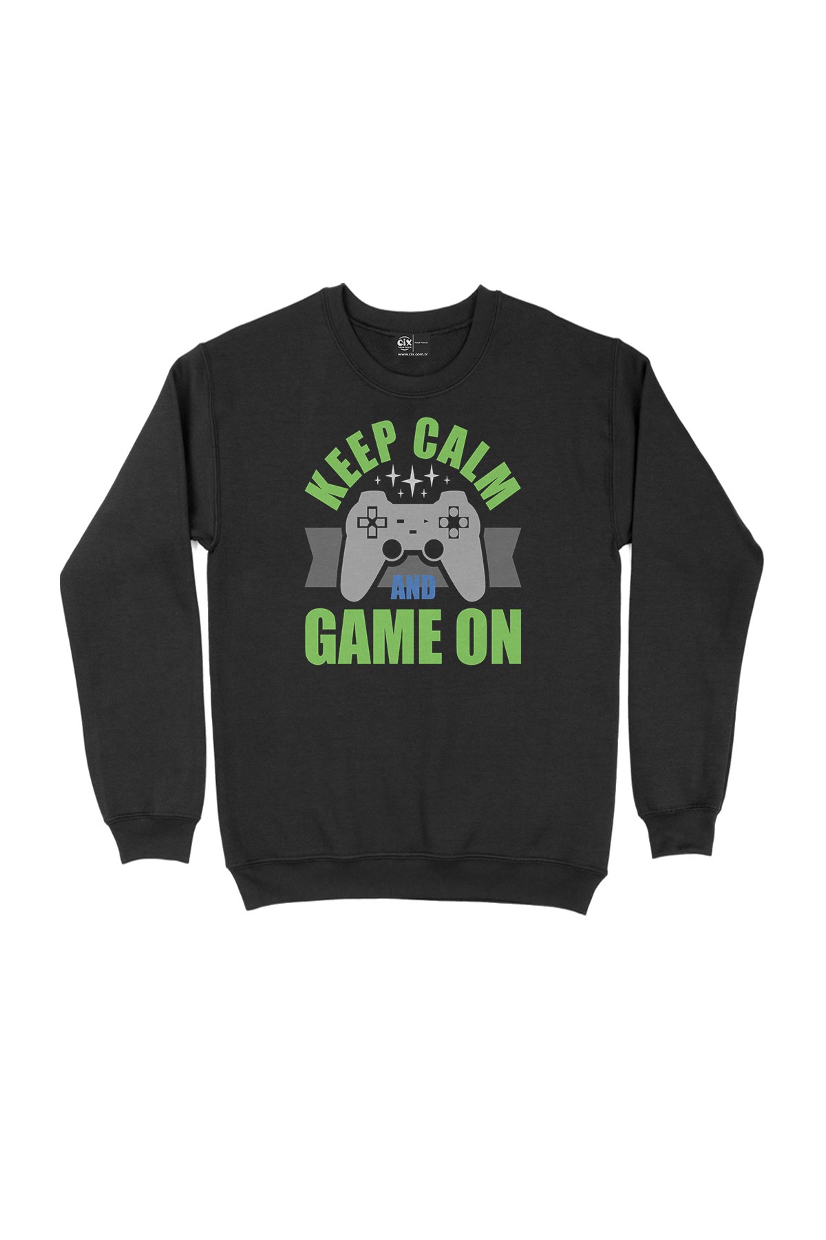 Yeşil Keep Calm Game On Siyah Sweatshirt