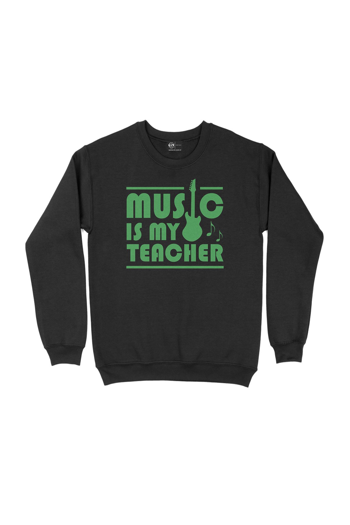 Yeşil Music Is My Teacher Siyah Sweatshirt