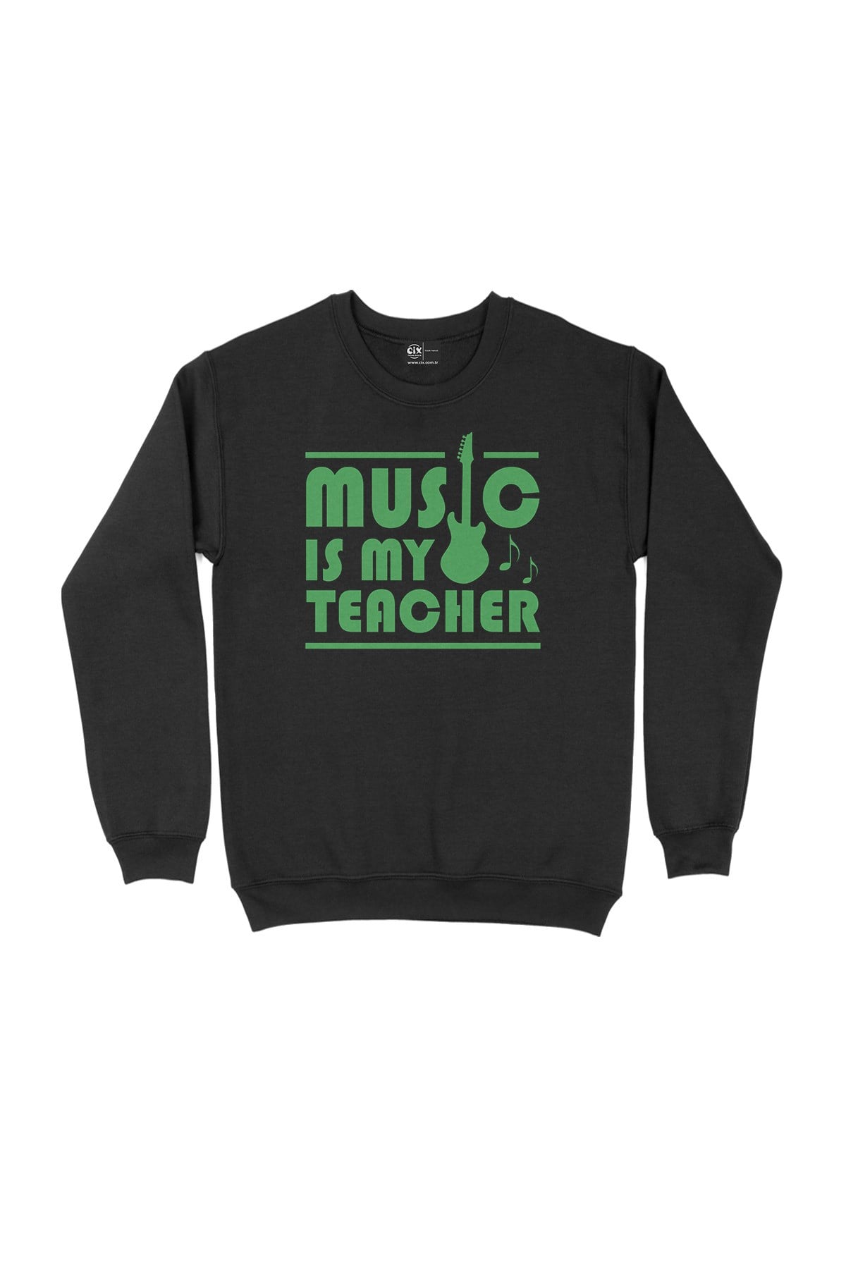 Yeşil Music Is My Teacher Siyah Sweatshirt