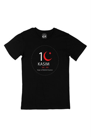 10 Kasım Atatürk Saygıyla Anıyoruz Siyah Tişört