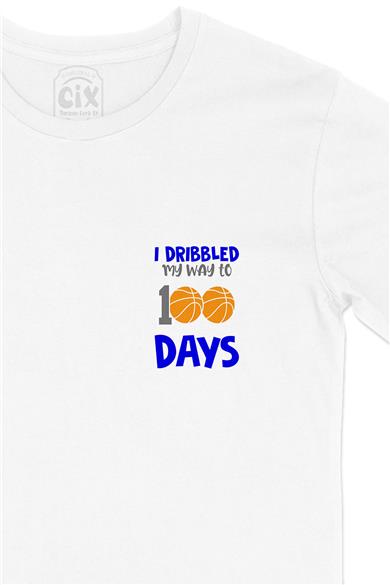 100 Days Basketball Cep Tasarım Baskılı Beyaz Tişört