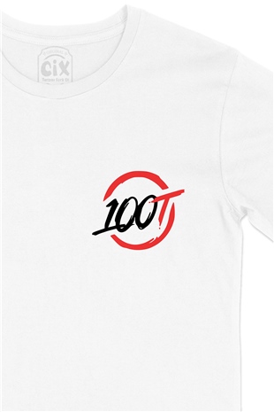 100 Thieves Cep Logo Tasarımlı Beyaz Tişört