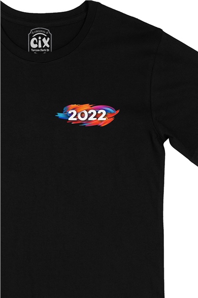 2022 Tasarımlı Cep Logo Tasarımlı Siyah Tişört