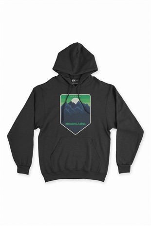 5 Stars Mountains  Siyah Kapşonlu Sweatshirt Hoodie
