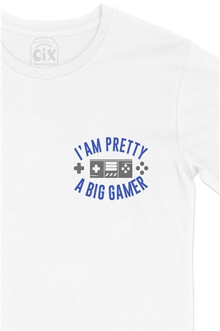 A big Gamer Cep Logo Tasarımlı Beyaz Tişört
