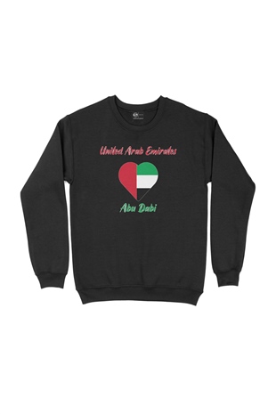 Abu Dabi Bayraklı Kalpli Siyah Sweatshirt