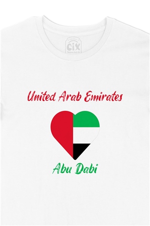 Abu Dabi Bayraklı Kalpli Tişört