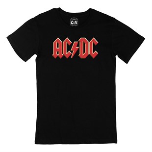 AC DC Kırmızı Logolu Siyah Tişört