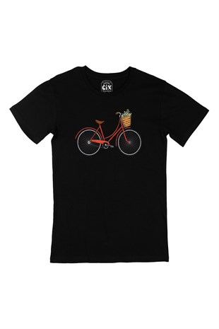 Adalar Bisikletli Siyah Tişört