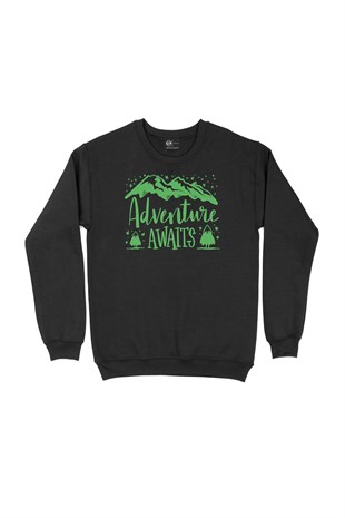 Adventure Awaits Siyah Sweatshirt