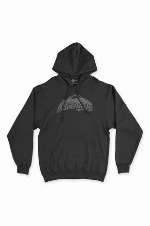 Adventure Siyah Kapşonlu Sweatshirt Hoodie