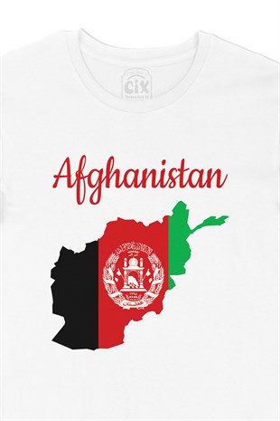 Afghanistan Harita ve Bayrak Tişört