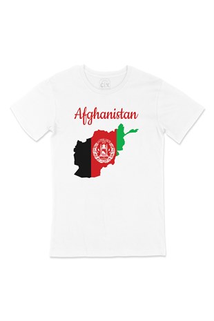Afghanistan Harita ve Bayrak Tişört