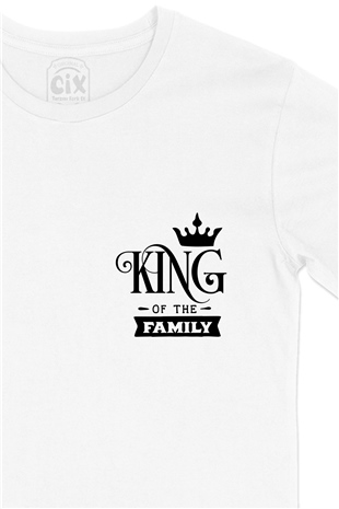 Aile Kombin King Cep Logo Tasarımlı Beyaz Tişört