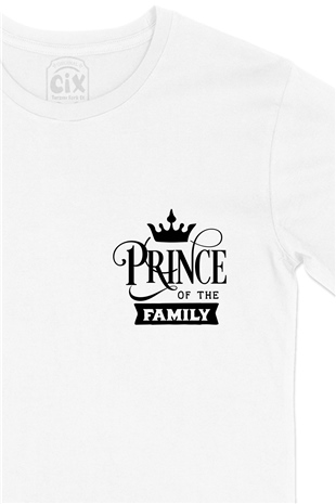 Aile Kombin Prince Cep Logo Tasarımlı Beyaz Tişört