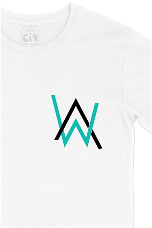 Alan Walker Cep Logo Tasarımlı Beyaz Tişört
