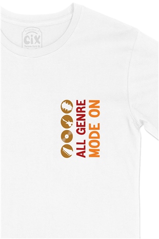 All Genre Mode On Cep Logo Tasarımlı Beyaz Tişört