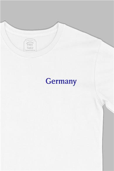 Almanya Germany Baskılı Cep Tasarım Beyaz Tişört