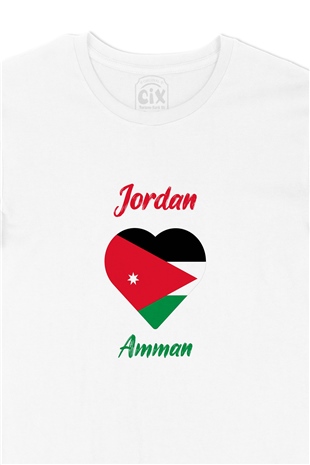 Amman Ürdün Bayraklı Kalpli Tişört