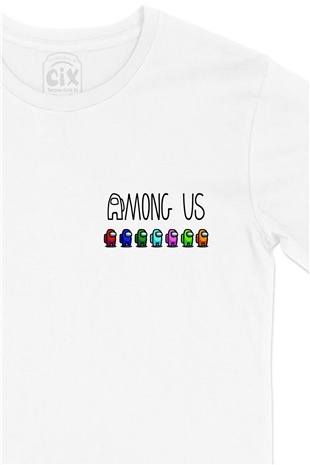 Among Us All Cep Logo Tasarımlı Beyaz Tişört