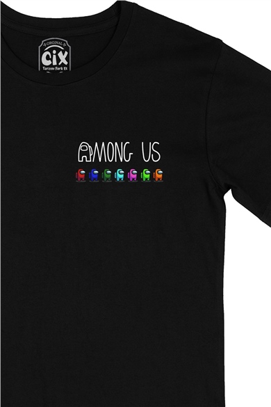 Among Us All Cep Logo Tasarımlı Siyah Tişört