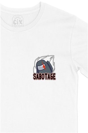 Among Us Sabotage Cep Logo Tasarımlı Beyaz Tişört