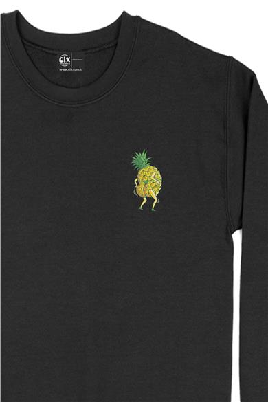 Ananas Girl Cep Tasarım Baskılı Sweatshirt