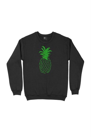 Ananaslı Siyah Sweatshirt