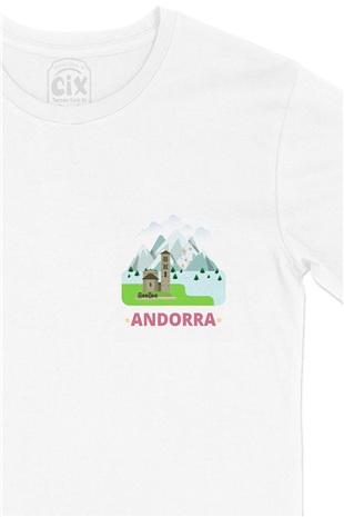 Andorra Cep Logo Tasarımlı Beyaz Tişört