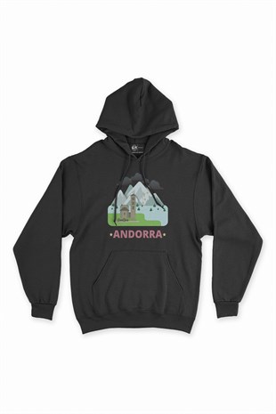 Andorra Siyah Kapşonlu Sweatshirt Hoodie