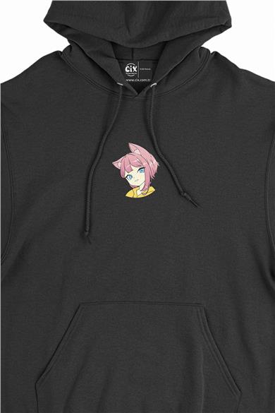 Anime Cute Girl Minimal Kapşonlu Sweatshirt Hoodie