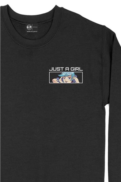 Anime Just A Girl Cep Tasarım Baskılı Sweatshirt