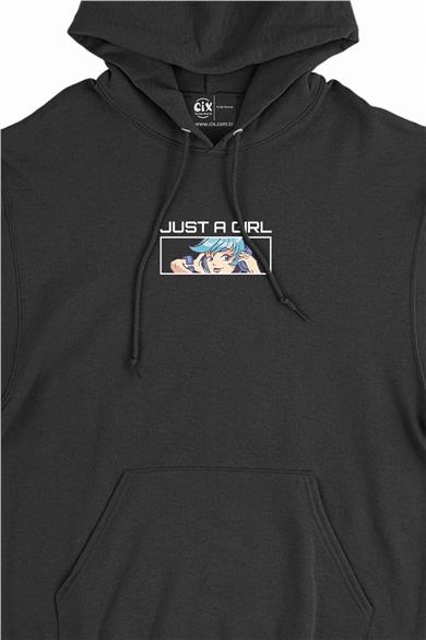 Anime Just A Girl Minimal Kapşonlu Sweatshirt Hoodie